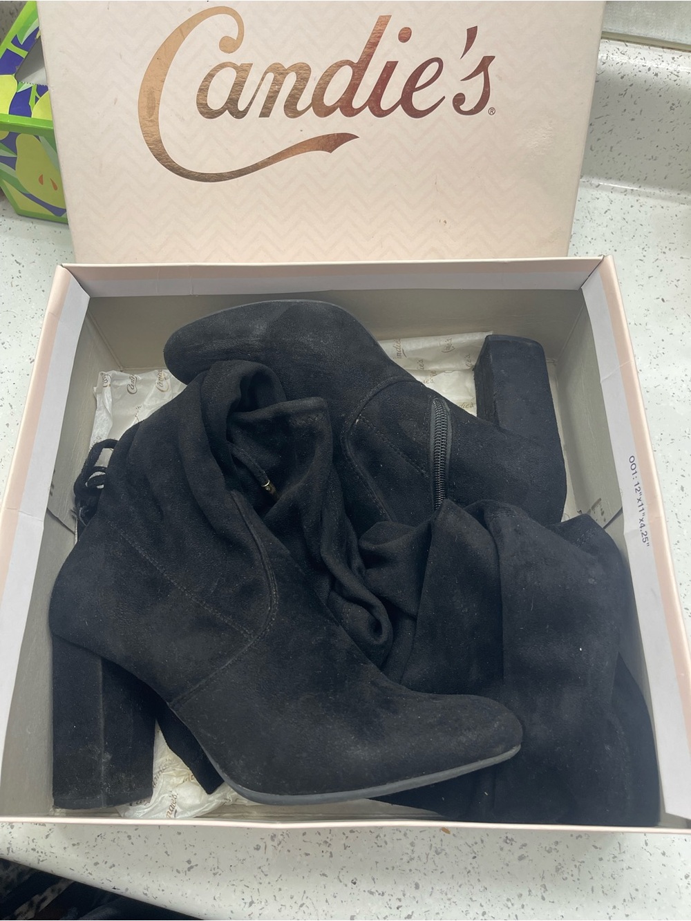 Candie's Black Suede Knee High Block Heel Boots